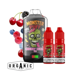 Monster Puff 28K Cherry Berry Ice 20mg Refillable Vape Kit 2ml + 2x10ml