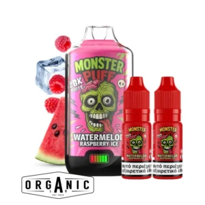 Monster Puff 28K Watermelon Raspberry Ice 20mg Refillable Vape Kit 2ml + 2x10ml